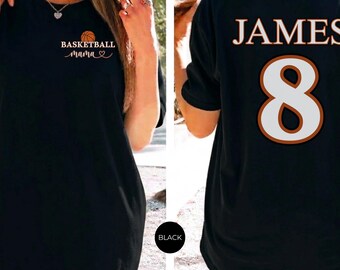 Custom Basketball Mama Shirt: Personalized Name Number, Comfort Colors Basketball Mama Gift Game Day Spirit Tee