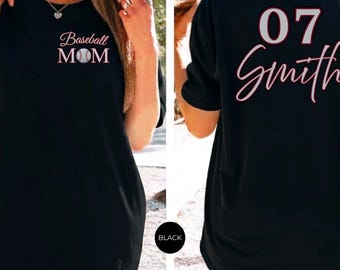 Custom Baseball Mama Shirt, Personalized Name Number Tee, Comfort Colors Baseball Mom Shirt, Game Day Apparel, Baseball Gift for Mom