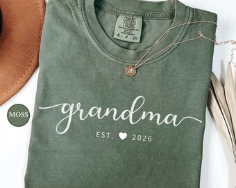 Custom Grandma Shirt, Custom Comfort Colors® Grandma Shirt, Grandma Est Date Tshirt, Gift For Mother's Day, Gift for Mom, Mommy Shirt,