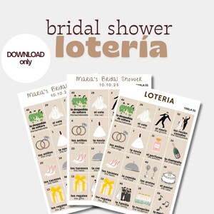 Bridal Loteria Game | Custom | Despedida de Soltera | Bridal Shower | Bachelorette | Bilingual