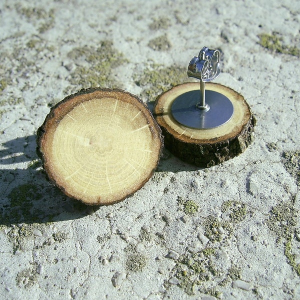 STUD EARRINGS From OAK Tree Branch Handmade Wooden Stud Earrings