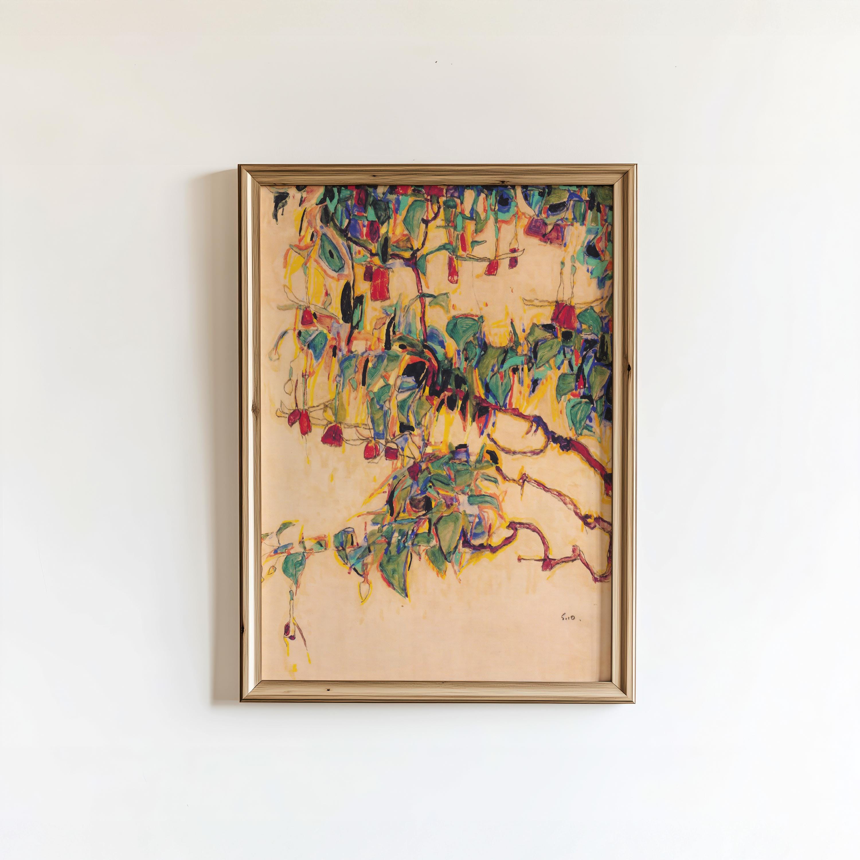 Fuchsia Branches, or Sun Tree (sonnenbaum)(1910) | Egon Schiele Print ...