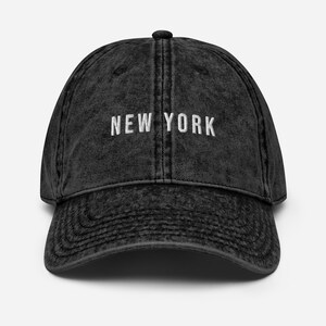 New York Vintage Washed Dad Hat | Minimalist Embroidered Baseball Cap | NYC Gift | City Travel Hat | Neutral Streetwear Cap