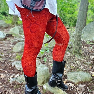 Men&#39;s Orange Patchwork Paisley Velvet Leggings - Choose your size