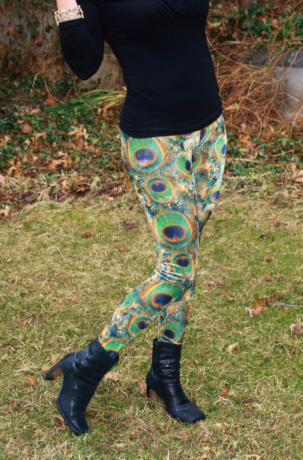 Chianti - Patterned Tights in Peacock
