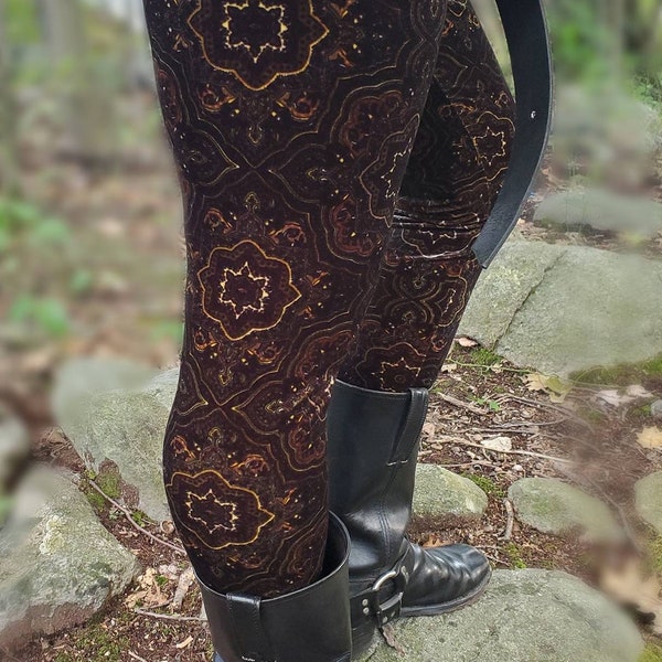 Men's Velvet Leggings, Renaissance Medallion- pick your color/ pick your size