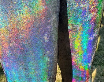 Leggings en velours écrasé halo hologramme à pois pour femme - choisissez votre taille et la longueur