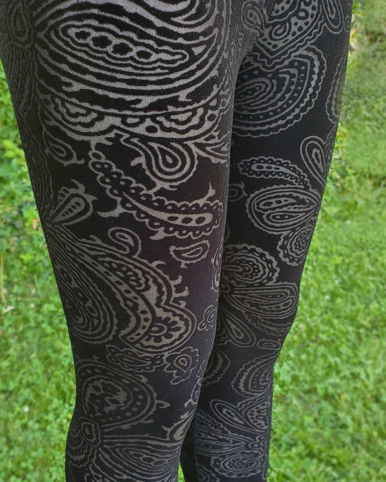 Paisley Burnout Velvet Leggings Choose Your Size 