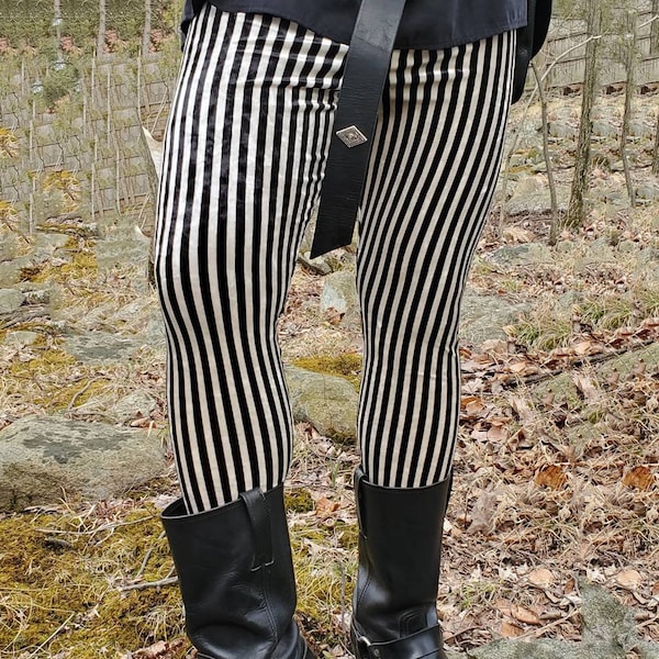 Men's Striped Velvet Leggings - pick your color/ pick your size