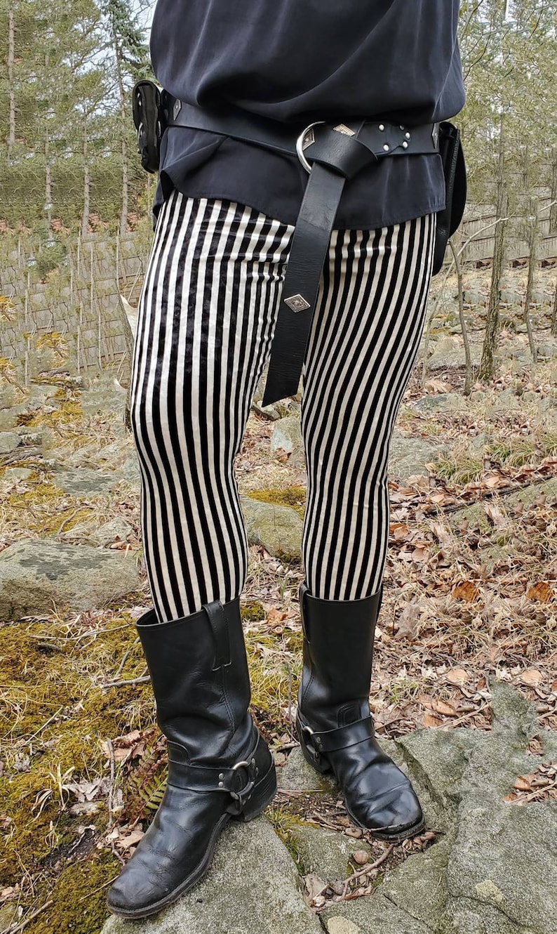 Men’s Steampunk Pants & Trousers     Mens Striped Velvet Leggings - pick your color/ pick your size $60.00 AT vintagedancer.com