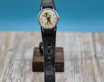 Vintage Mickey Mouse Watch Manual Wind Mechanical Working Condition Need Service