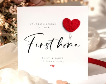 Personalised First Home Card. Congratulations First Home Gift. Handmade Crochet Heart Poem Card New Home Card For Friends Family Moving Card