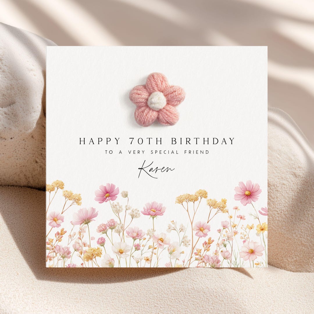 Personalised 70th Birthday Card for Friend, Floral Card for 70th Card ...