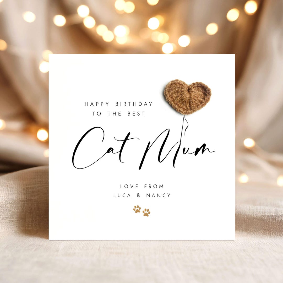 Personalised Cat Mum Birthday Card. Birthday Card From Cat, Crochet ...