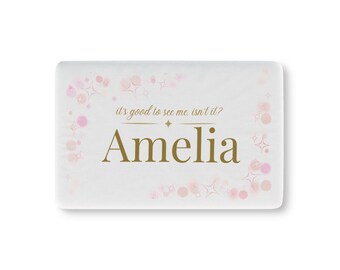 Personalized Crib Sheet Baby Girl Nursery Pink Gold Glinda Inspired Quote Its Good To See Me Isnt It Custom Name Baby Shower Gift