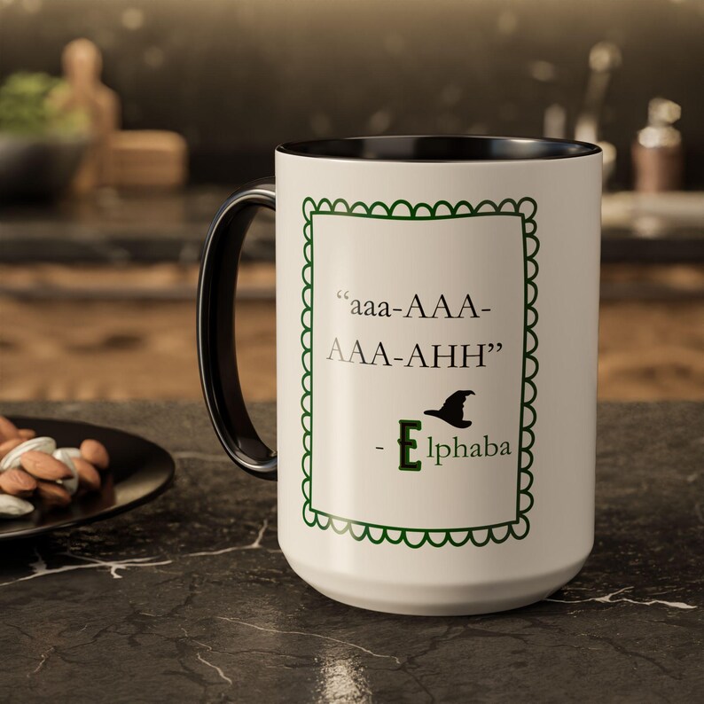 Wicked Inspired Mug Funny Elphaba Gift Humor cup Broadway Musical Two Tone Wicked Witch image 11