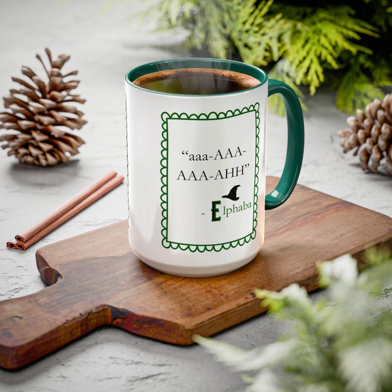 Wicked Inspired Mug Funny Elphaba Gift Humor cup Broadway Musical Two Tone Wicked Witch image 1