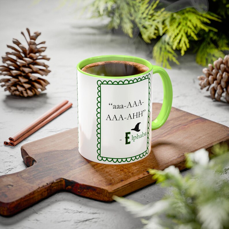Wicked Inspired Mug Funny Elphaba Gift Humor cup Broadway Musical Two Tone Wicked Witch image 7