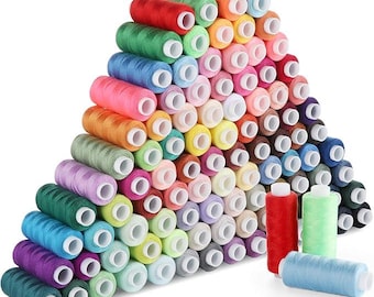 Sewing Thread Set 100 Color 250 Yards Each Spool Polyester Thread Kit with 10 Sewing Needles, 2 Needle Threader, Yarn Scissors, Stripper