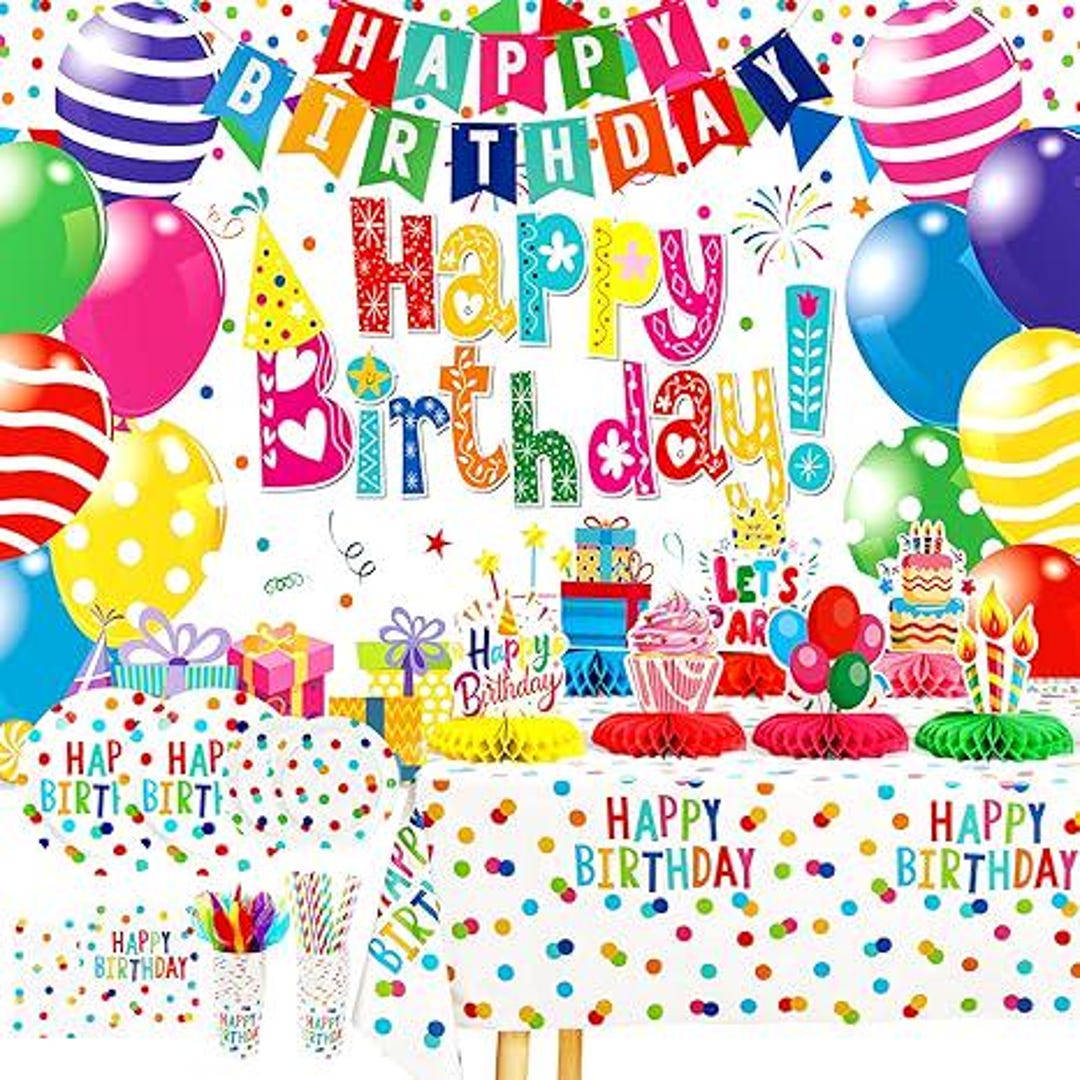 Happy Birthday Decorations- 170pcs Birthday Party Supplies Kit With ...