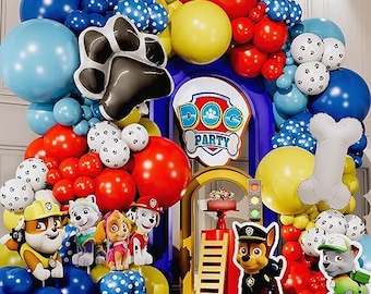 ALL-IN-1 Paw Balloons Garland Arch Kit with BONUS Dog Bone & Paw Print Balloons for Paw Birthday Decorations – Paw Balloons Backdrop,