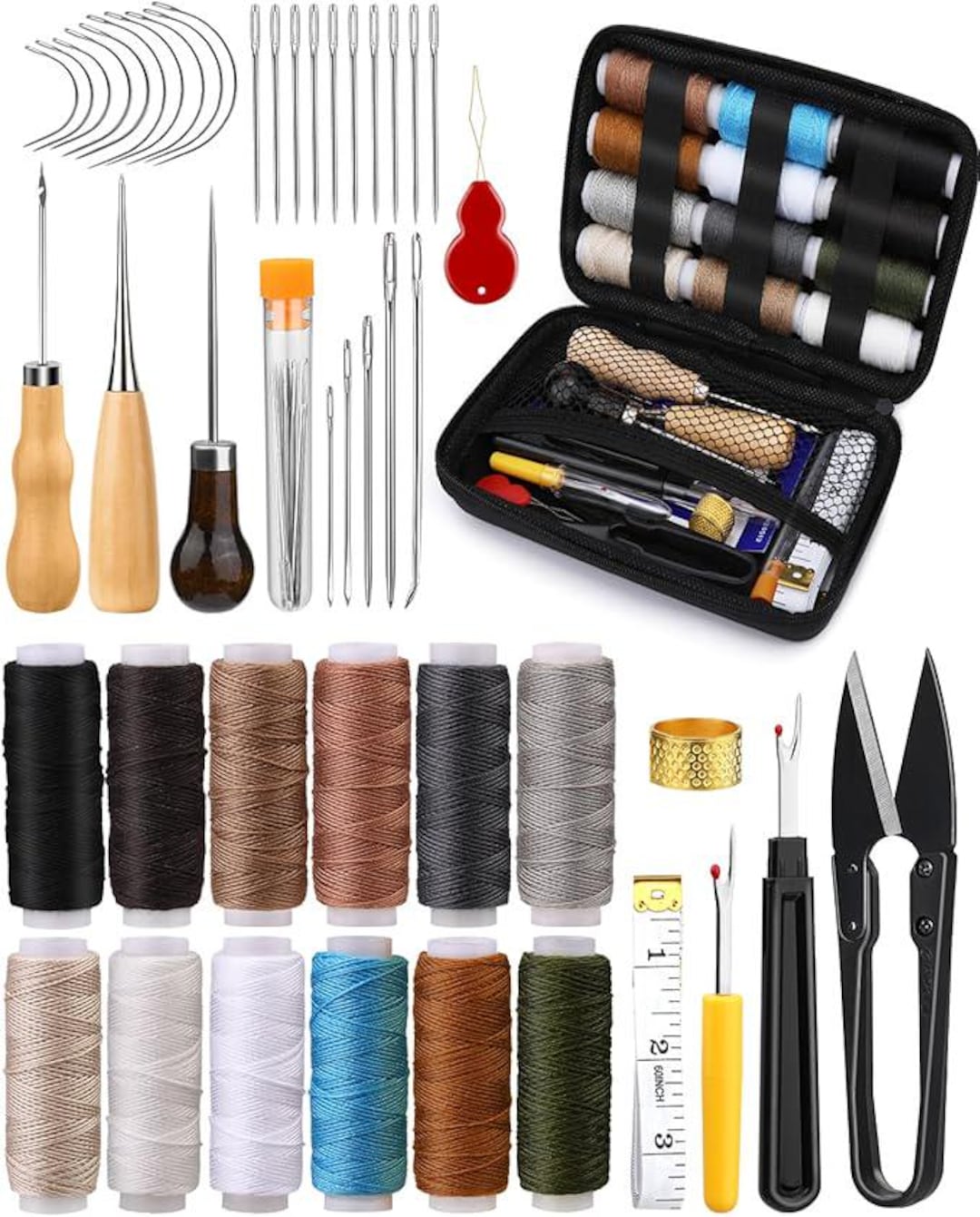 Heavy Duty Sewing Kit, 48pcs Needle and Thread Kit With Upholstery ...