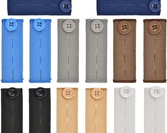 14 Pcs (7 Colors) Adjustable Waist Extenders, Elastic Waistband Expanders for Men and Women, Convenient Jeans Pants Button Extender Set