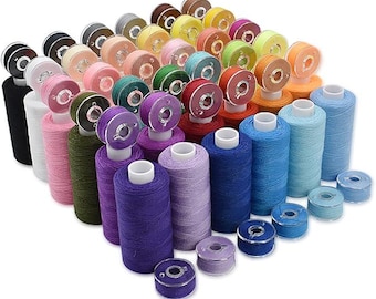 72Pcs 36 Colors Prewound Bobbins and Thread Spools for Hand & Machine Sewing, Emergency and Travel, DIY and Home, 36 Colors