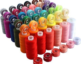 72 PCS Sewing Thread Assortment, 36 Color Thread for Sewing Machine with 36 Same Color Bobbins, Polyester Thread 400 Yards/Spool (72)