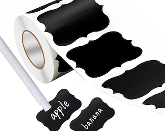 Wavy Shape Chalkboard Labels,Erasable Reusable Blackboard Stickers with 1 Liquid Chalk Pen,200 Pieces 2.95" x 2"