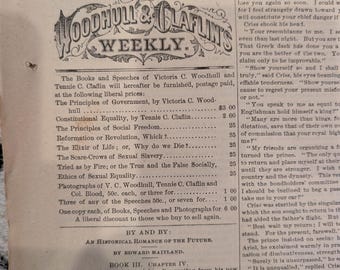 1874 Woodhull & Claflin's Weekly — Victoria Woodhull, High Altitude Flight, Socialists — Nov 21