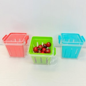 Fruit & Vegetable Colorful Storage Container with Lid | Fridge Stackable Kitchen Produce Organizer