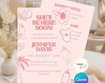 Szablon zaproszenia na baby shower „Wkrótce tu będzie”