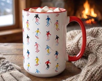 Ski Mug Skiing Mug Mountain Mug Hot Chocolate Mug Kids Ski Mug Winter Gift Winter Mug Gift for Skier Gift for Ski Lovers
