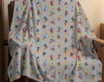 Custom Blanket Snowboard Gift for Him Rustic Decor Cabin Blanket Snowboarder Bedroom Decor Winter Cabin Personalized Throw Blanket Mountain