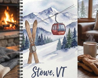 Ski Notebook Custom Ski Journal Mountain Theme Gift for Ski Lover Gift Ski House Decor Hostess Gift Winter Notebook Ski House Decor