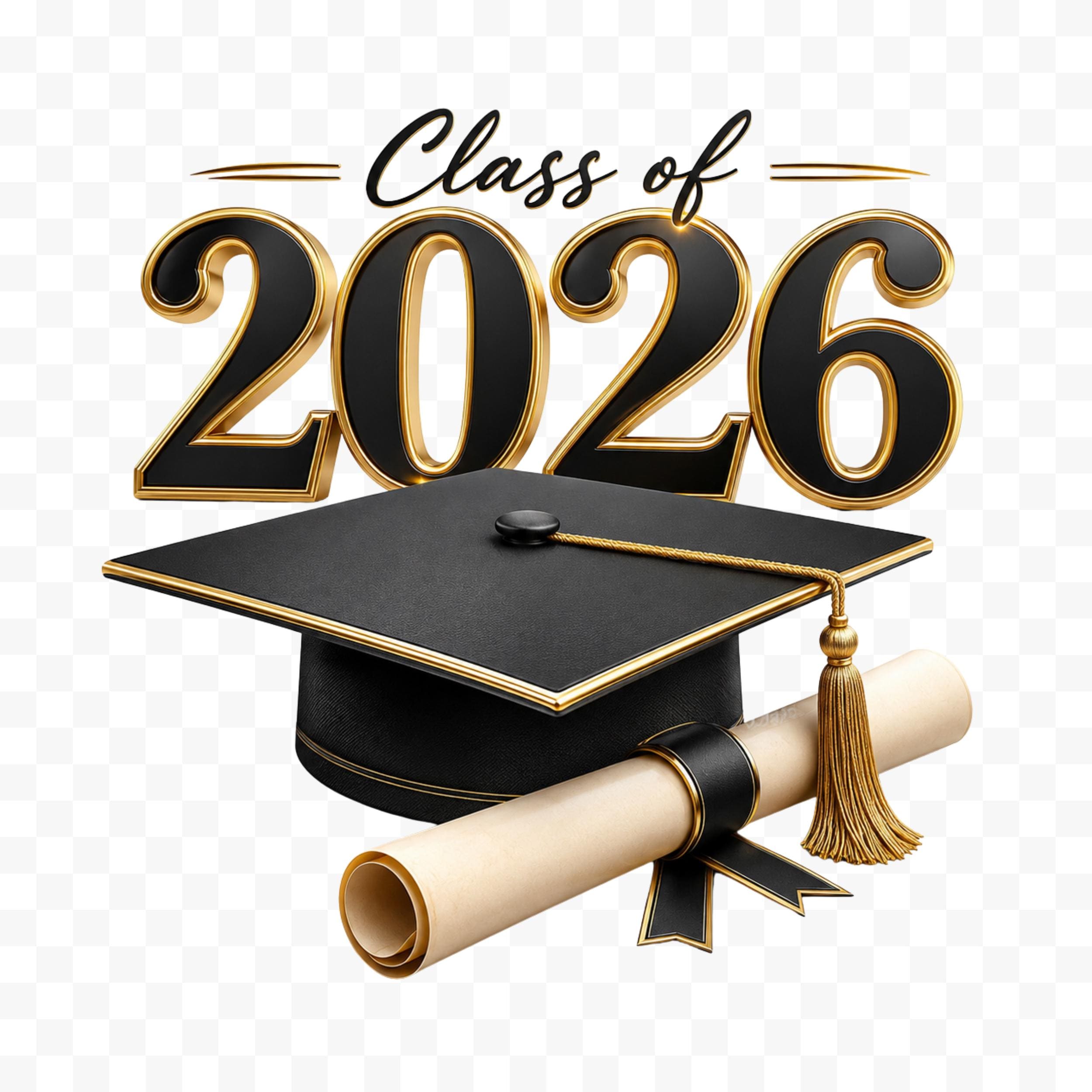 Class of 2026 Png, Black Gold Graduation Cap Design, Cap Design PNG ...