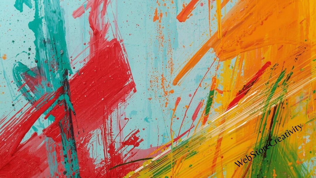 Foul Color In Abstract Foul Color Painting Digital Printable Wall Artwork 16x9 Format ...