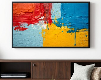 Bundle 5 digital abstract prints vibrant colorful modern art 16x9 format wall decor home office poster large format printable contemporary