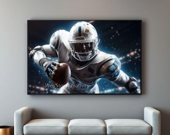 American football action printable digital download sports wall art stadium poster athletic decor modern large format home office design
