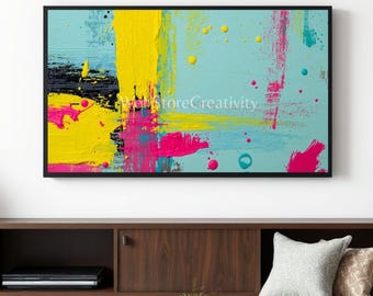 Bundle 5 digital abstract prints vibrant colorful modern art 16x9 format wall decor home office poster large format printable contemporary