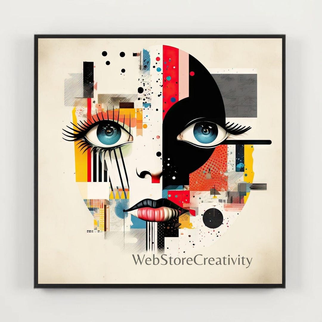 Abstract Geometric Woman Portrait Printable Digital Download Bauhaus ...