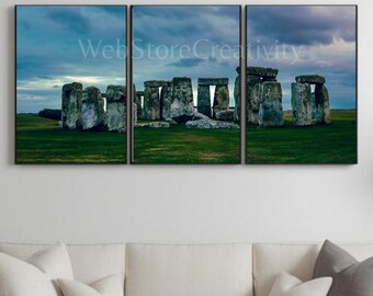 Stonehenge triptych vertical art digital print prehistoric monument landscape photography high resolution download modern home decor art