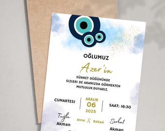 Isme Özel Sünnet Davetiye Kartı