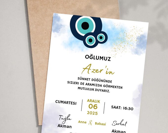 Featured listing image: Isme Özel Sünnet Davetiye Kartı