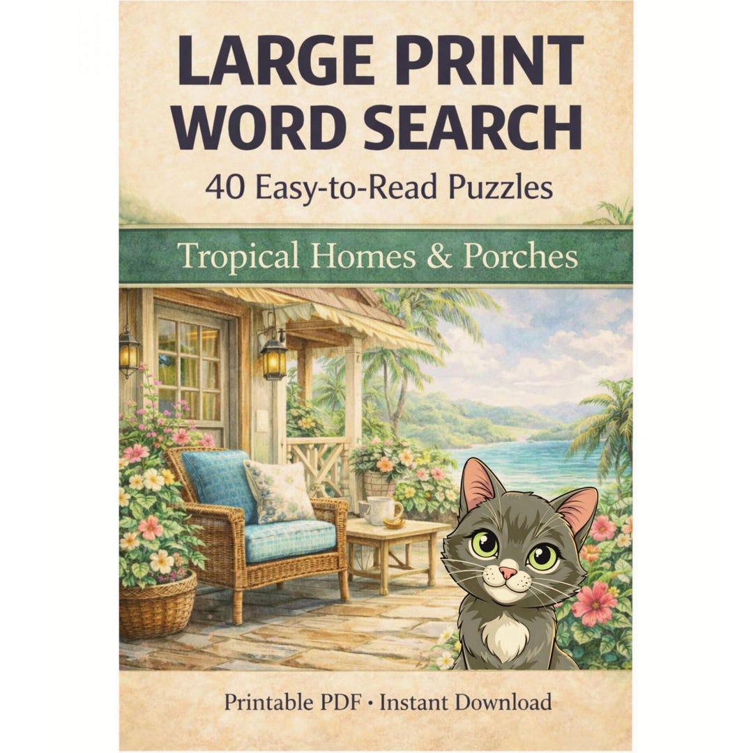 Large Print Word Search Printable | 40 Word Search Puzzles | Instant ...