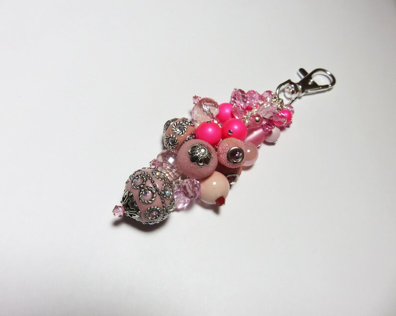 Sister Gift Pink Purse Bling Wife Gift Hot Pink Bouquet Purse Charm ONLY ONE Birthday Gift Pink Crystal Keychain Charm Bridesmaid Gift