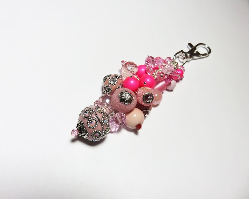 Sister Gift Pink Purse Bling Wife Gift Hot Pink Bouquet Purse Charm ONLY ONE Birthday Gift Pink Crystal Keychain Charm Bridesmaid Gift