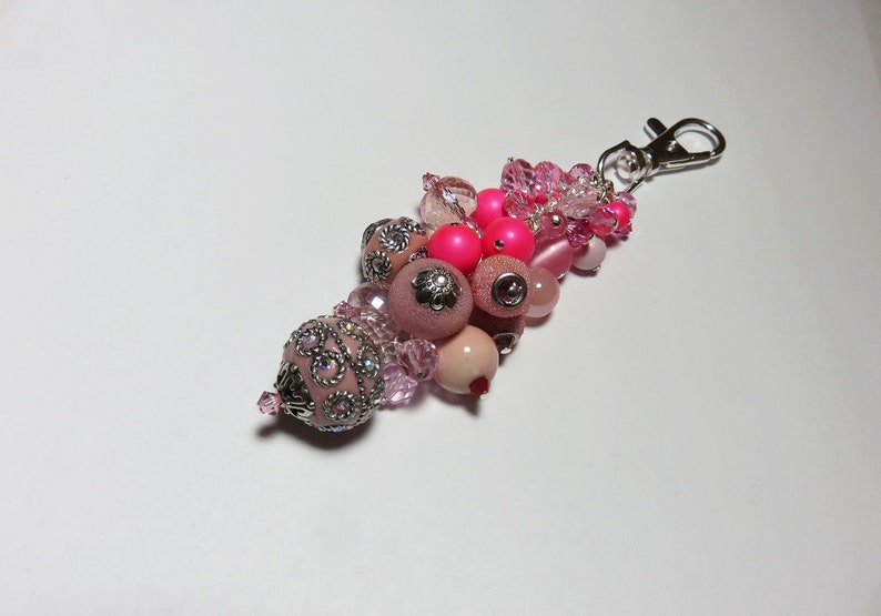 Sister Gift Pink Purse Bling Wife Gift Hot Pink Bouquet Purse Charm ONLY ONE Birthday Gift Pink Crystal Keychain Charm Bridesmaid Gift