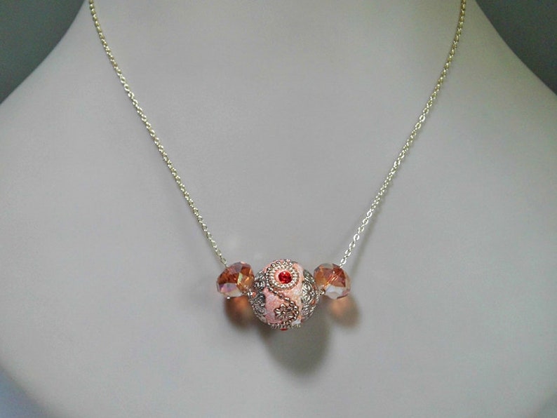 Beaded Necklace Friend Gift Christmas Gifts for Her Golden Peach Necklace Boho Necklace Mom Crystal Necklace Wife Gift Gold Necklace